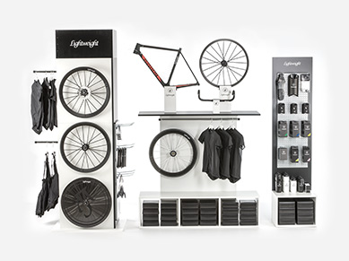 Merchandise presentation at the sales room with shop in shop systems